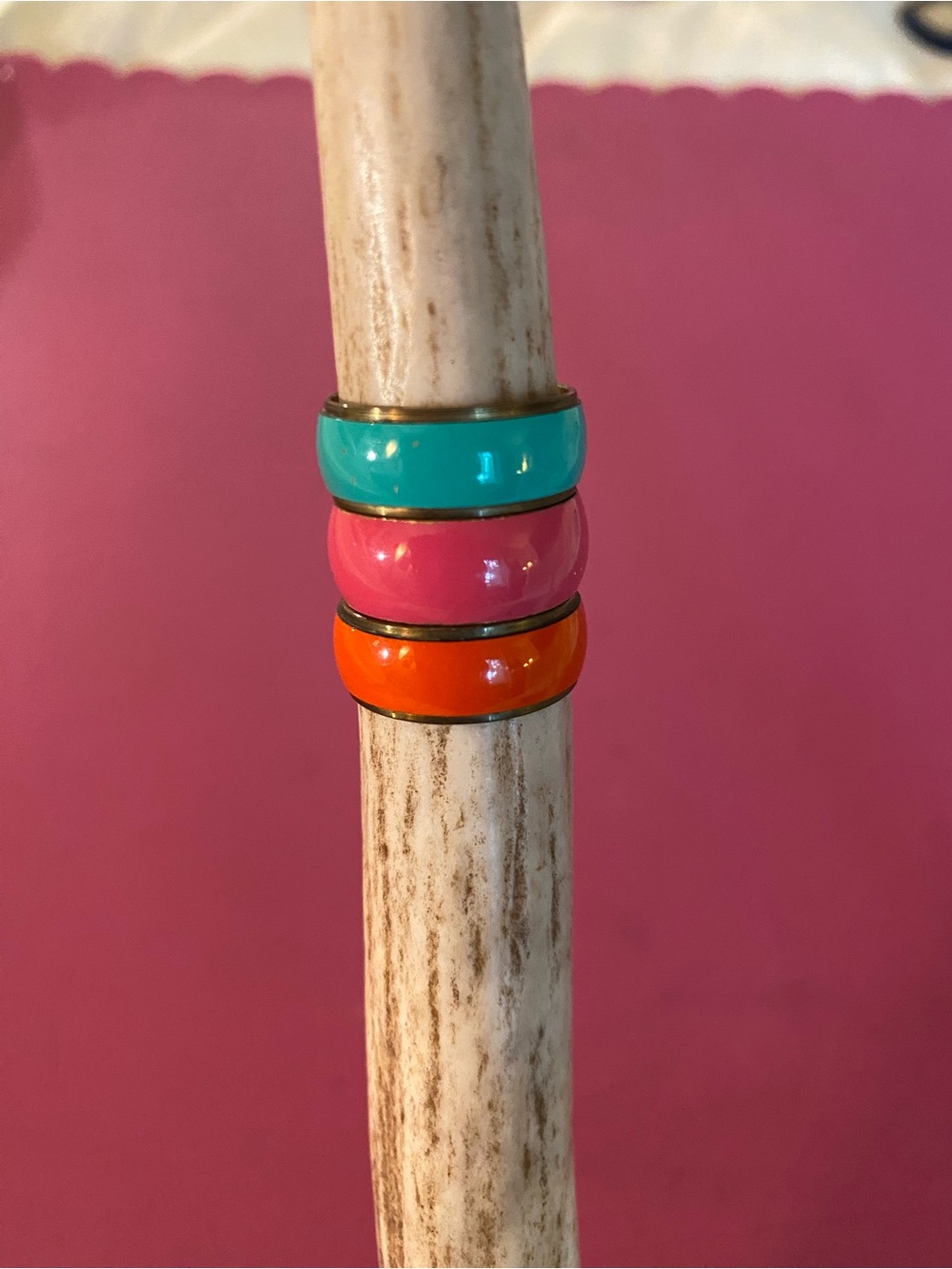 Colorful Enamel Stacking Rings - Turquoise, Pink, Orange